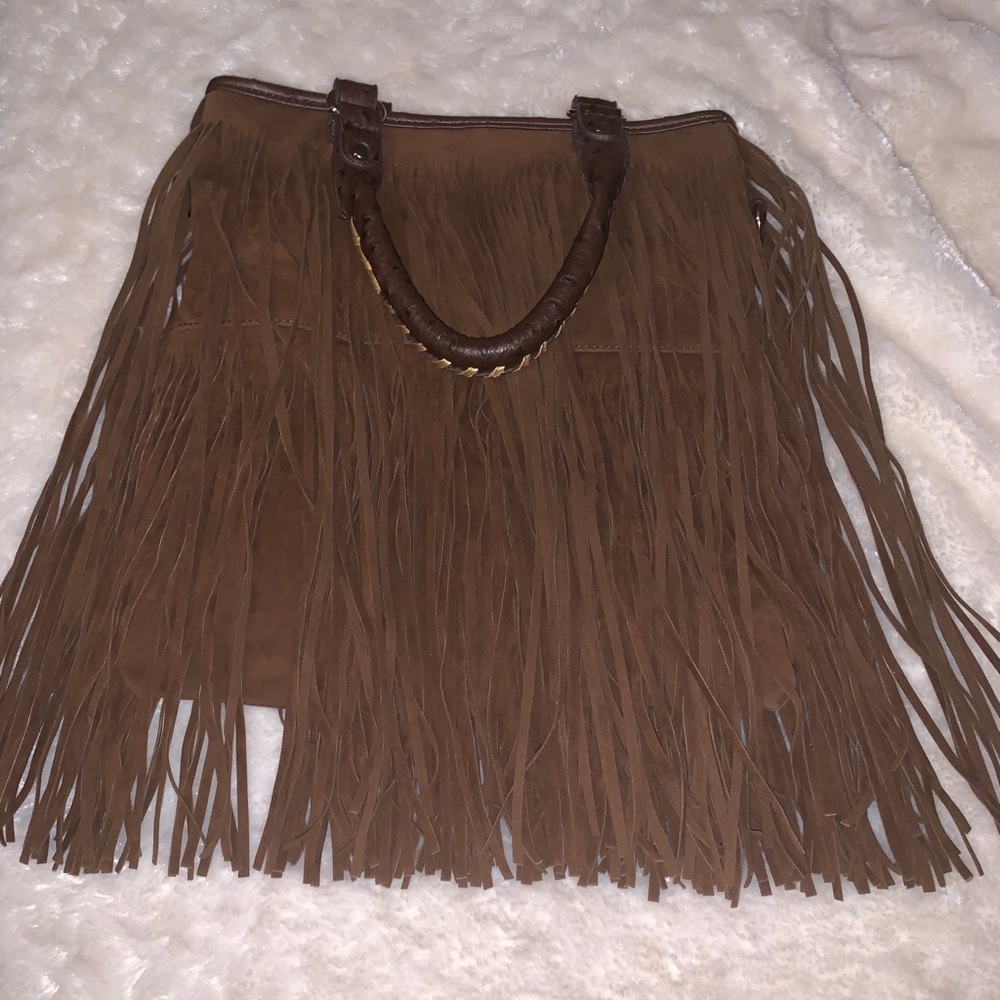 Eclectic, Leather tassel brown suede purse